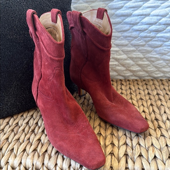 Sam Edelman Red Suede Women's Ankle Boots - Picture 1 of 3